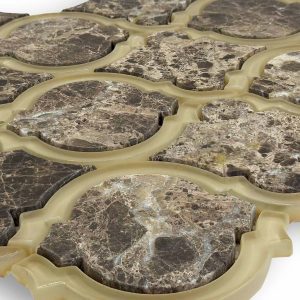 Dark Emperador Mosaic Waterjet Texture